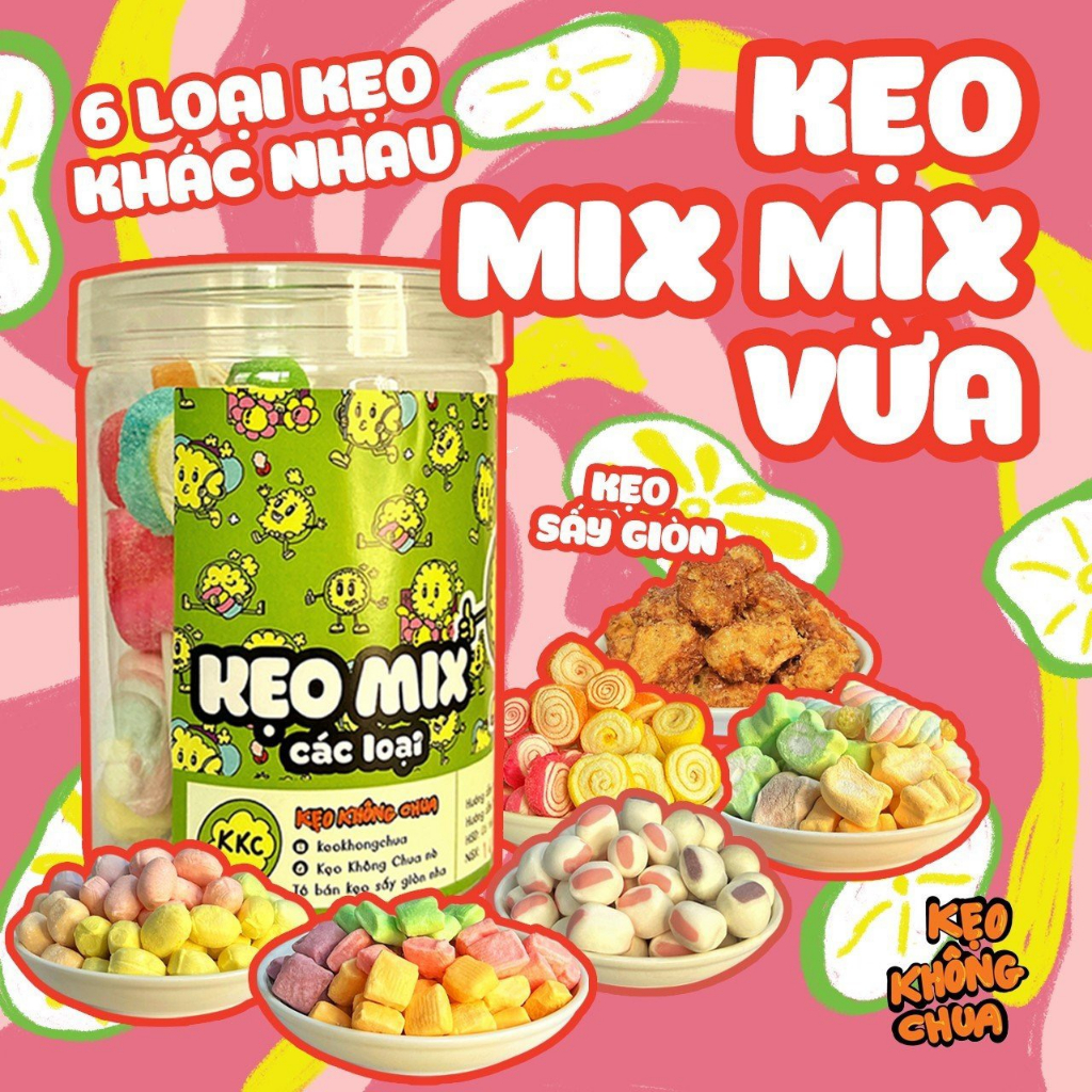 Kẹo MIX MIX sấy giòn - KẸO KHÔNG CHUA ăn vặt siêu ngon KKC