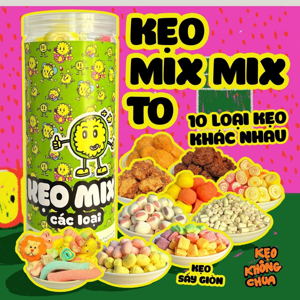 Kẹo MIX MIX sấy giòn - KẸO KHÔNG CHUA ăn vặt siêu ngon KKC