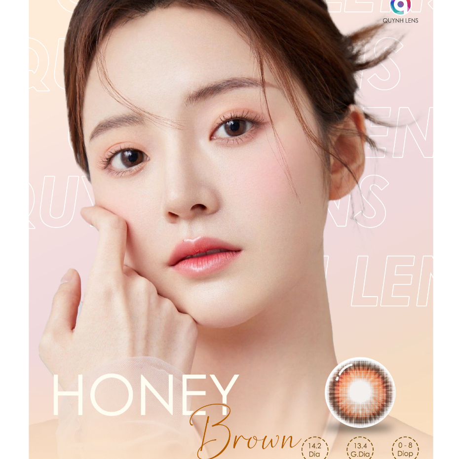 Kính Áp Tròng QUYNH LENS Honey Brown 0-8 (Giá 1 Mắt)