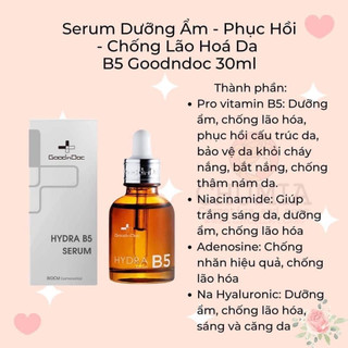 Serum B5 GOODNDOC HYDRA dưỡng ẩm làm sáng da 30ml