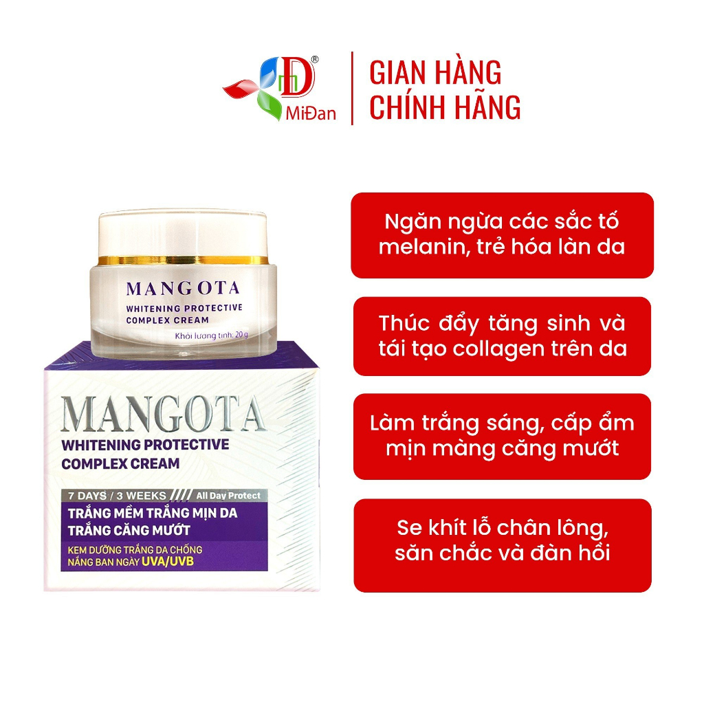Kem dưỡng trắng Mangota Whitening Protective Complex Cream 20g
