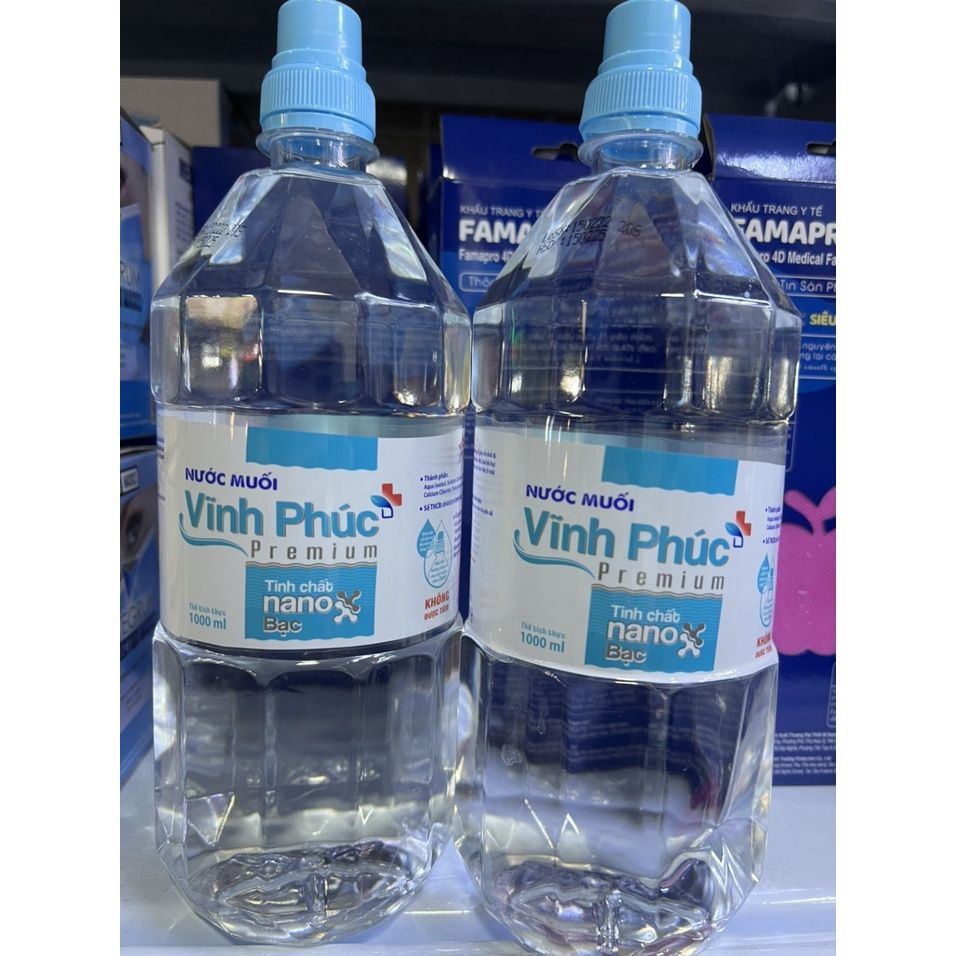 Nước Muối Vĩnh Phúc Premium Tinh Chất Nano Bạc 1000Ml, Nước Muối 500Ml/1000Ml
