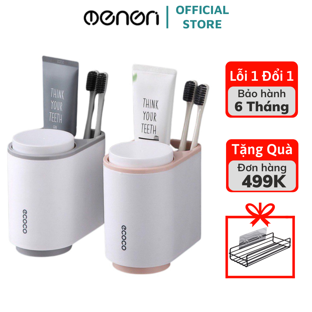 Kệ Nhà Tắm, Giá Đựng Cốc Và Bàn Chải Đánh Răng ECOCO Dính Tường Tặng Kèm 2 Cốc OENEN Oenon