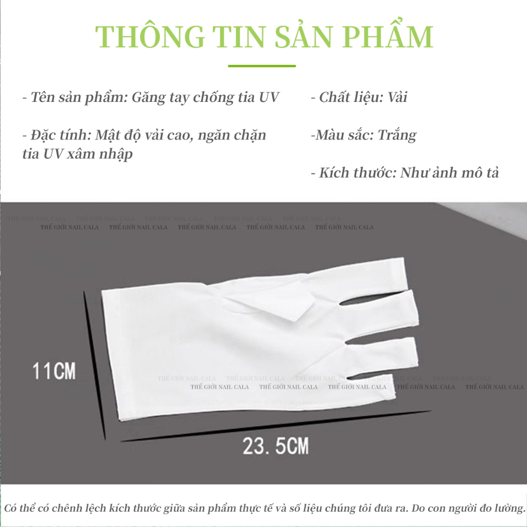 Găng tay vải hơ đèn làm nail màu đen trắng chống tia UV - Kèm băng keo dán ngón tay - găng tay chống tia Uv