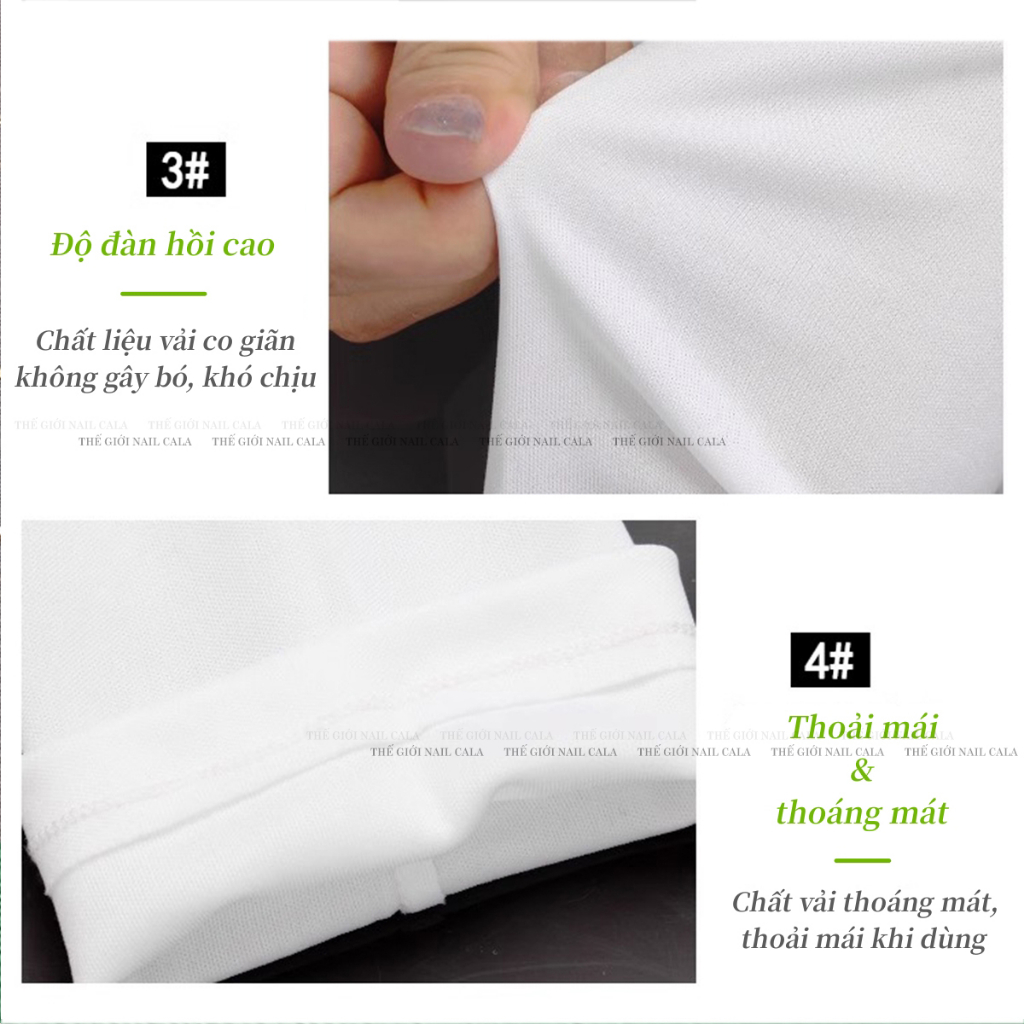 Găng tay vải hơ đèn làm nail màu đen trắng chống tia UV - Kèm băng keo dán ngón tay - găng tay chống tia Uv