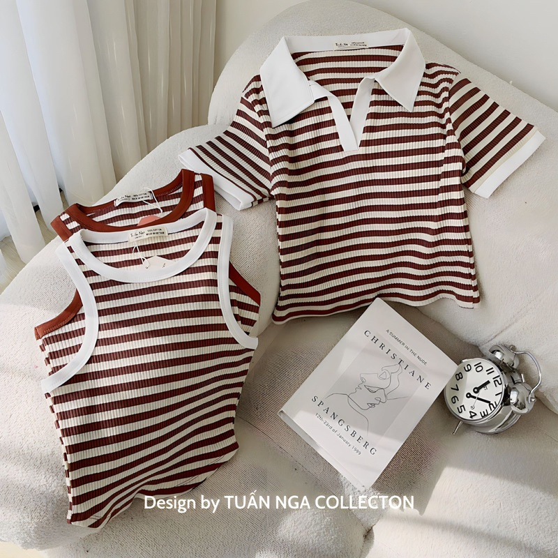 Áo ba lỗ croptop sọc gân, áo sát nách nữ TUẤN NGA COLLECTION