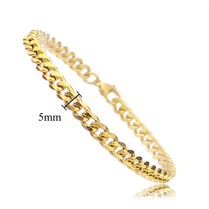 Lắc tay nam inox cao cấp thời trang rẻ đẹp kiểu lặc bảng nhỏ PT JEWELRY cỡ 5mm màu mạ vàng titan thép không gỉ PTLTNA21