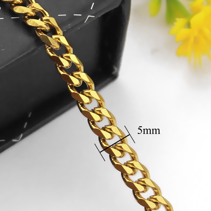 Lắc tay nam inox cao cấp thời trang rẻ đẹp kiểu lặc bảng nhỏ PT JEWELRY cỡ 5mm màu mạ vàng titan thép không gỉ PTLTNA21