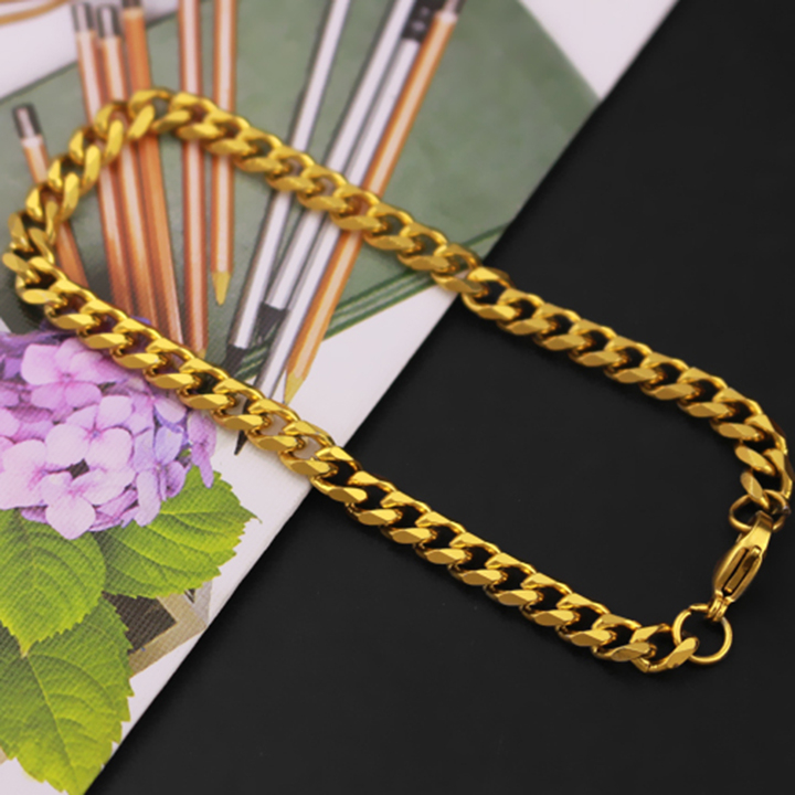 Lắc tay nam inox cao cấp thời trang rẻ đẹp kiểu lặc bảng nhỏ PT JEWELRY cỡ 5mm màu mạ vàng titan thép không gỉ PTLTNA21