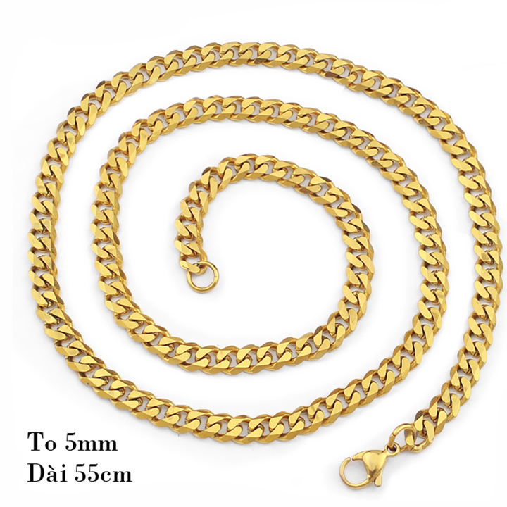 Lắc tay nam inox cao cấp thời trang rẻ đẹp kiểu lặc bảng nhỏ PT JEWELRY cỡ 5mm màu mạ vàng titan thép không gỉ PTLTNA21