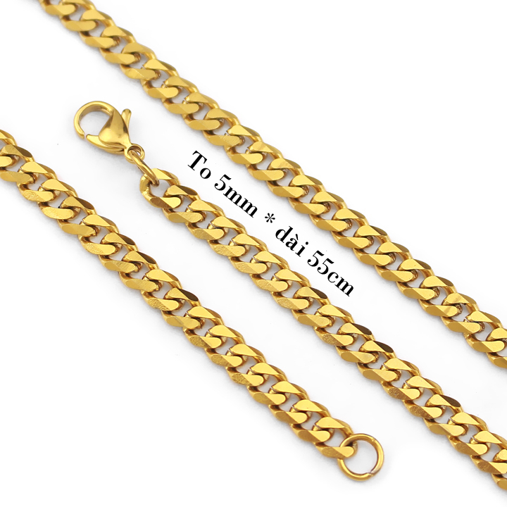 Lắc tay nam inox cao cấp thời trang rẻ đẹp kiểu lặc bảng nhỏ PT JEWELRY cỡ 5mm màu mạ vàng titan thép không gỉ PTLTNA21