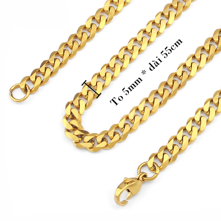 Lắc tay nam inox cao cấp thời trang rẻ đẹp kiểu lặc bảng nhỏ PT JEWELRY cỡ 5mm màu mạ vàng titan thép không gỉ PTLTNA21