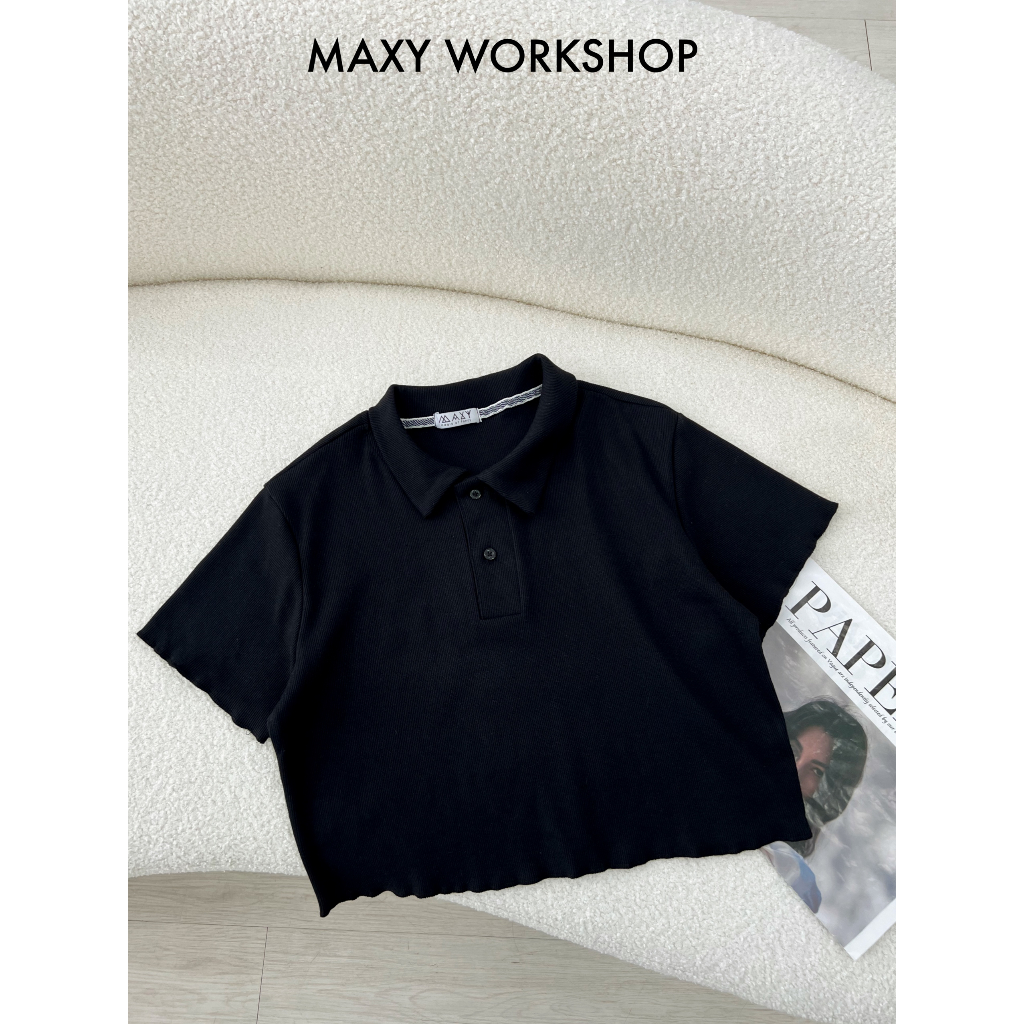 Áo thun polo sọc ngang dáng croptop năng động Polo Tee Maxy Workshop