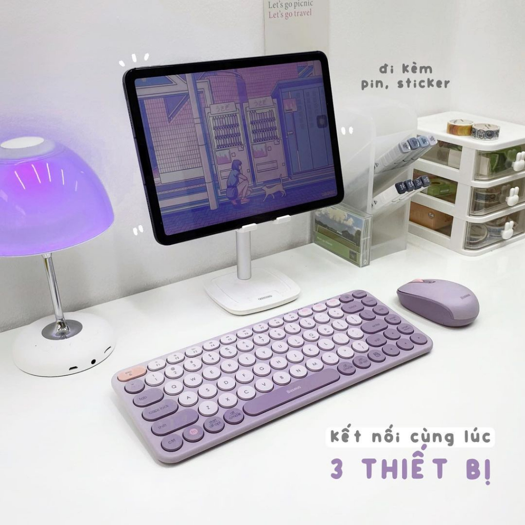 Combo Bàn Phím Chuột Không Dây Kết Nối 3 Thiết Bị Thiết Kế Tiện Dụng Với Độ Bền Cao