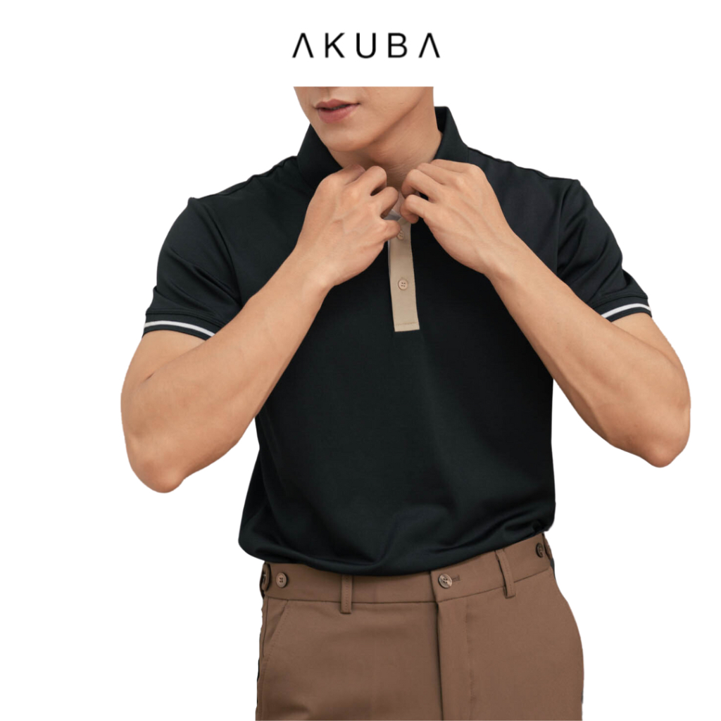 Áo polo nam vải cá sấu cotton AKUBA form slimfit, chất liệu thoáng mát, mềm mại, thấm hút mồ hôi tốt | 01J0607