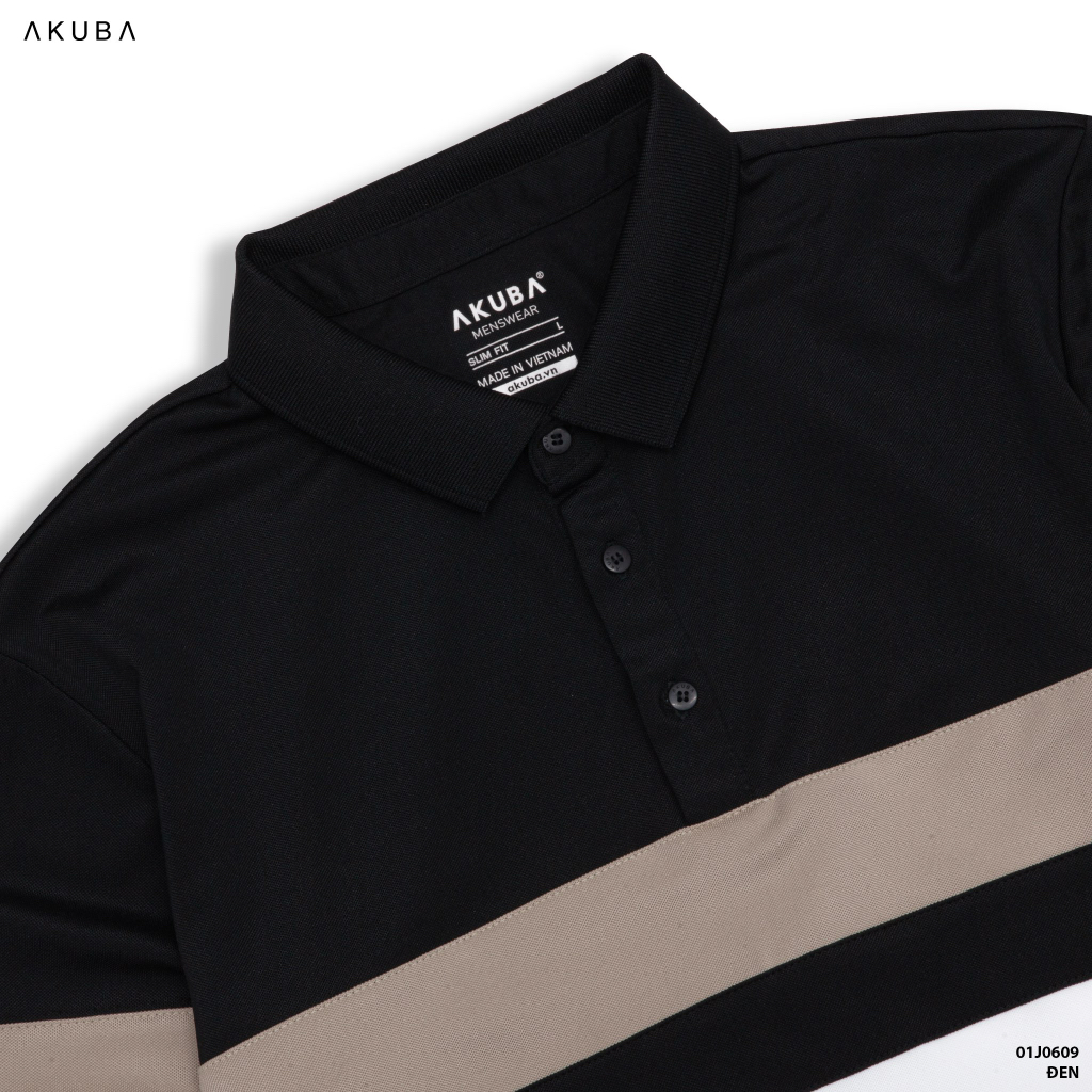 Áo polo nam vải cá sấu cotton AKUBA form slimfit, chất liệu thoáng mát, mềm mại, thấm hút mồ hôi tốt | 01J0609