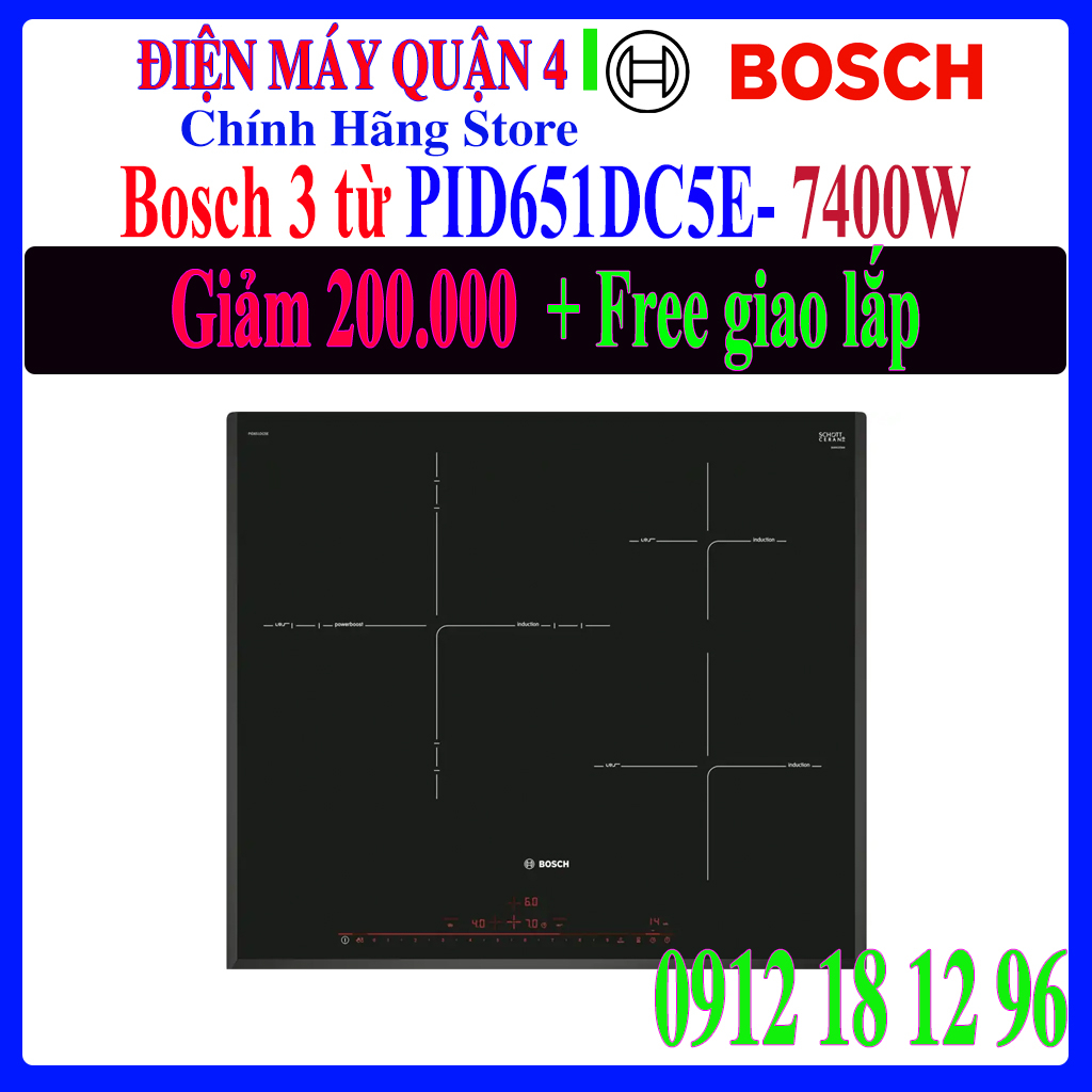 Bếp từ 3 vùng nấu Bosch PID651DC5E 7400W - Hàng chính hãng