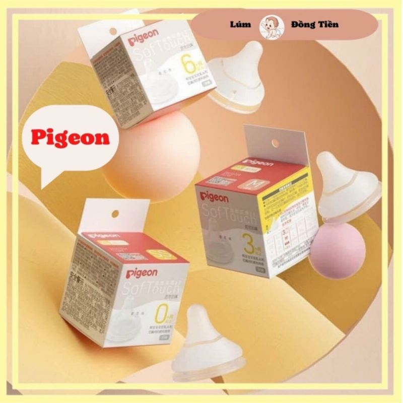 Núm Ti Pigeon Cổ Rộng 5Cm Thay Thế Cho Các Bình Sữa Cổ Rộng Moyuum & Pigoen & Tovimolly & Kichi Núm Mềm Như Ti Mẹ