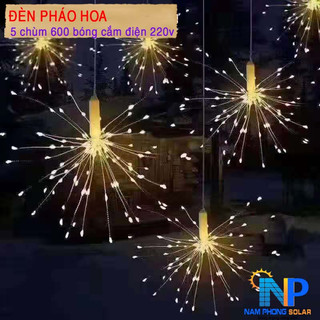 [Freeship 50k] Dây đèn Led pháo hoa 5 chùm 3 tầng gồm 600led sd nguồn 220v