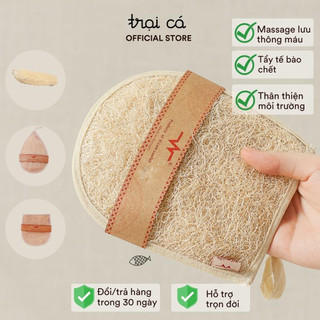 [Bông Tắm] Găng Tay Tắm Xơ Mướp Handmade Tại TRẠI CÁ HOME Tẩy Tế Bào Chết, Massage Body