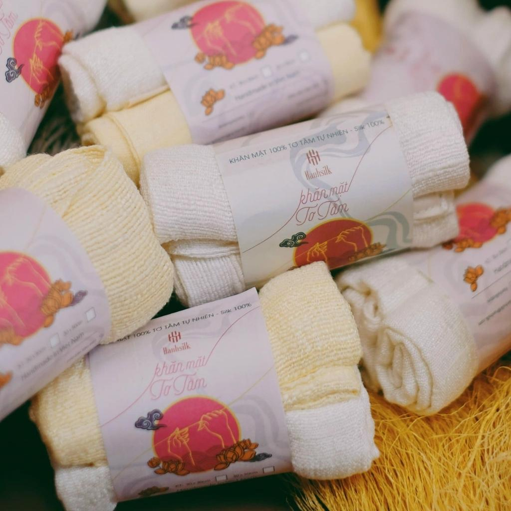 Khăn Mặt Tơ Tằm HanhSilk Tự Nhiên An Toàn, Chăm Sóc Da Mặt tại TRẠI CÁ HOME