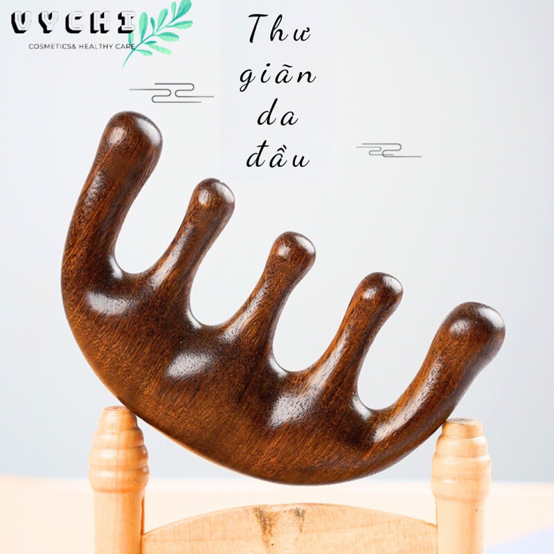 Lược Gỗ Đàn Hương Masage Da Đầu, Đả Thông Kinh Lạc Chuyên Dùng Trong Spa