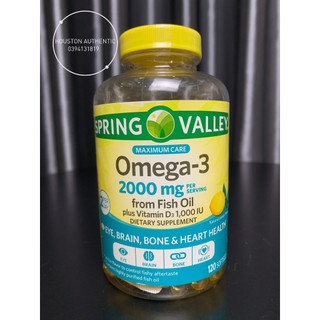 Viên uống dầu cá hương chanh Spring Valley Omega 3 2000mg 120 viên _ Livestream tại Mỹ