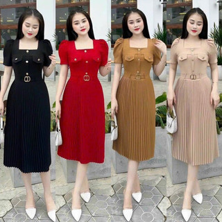 Đầm dự tiệc, công sở váy xoè dập li _ Đầm thiết kế nhiều form size M.L.XL.2XL