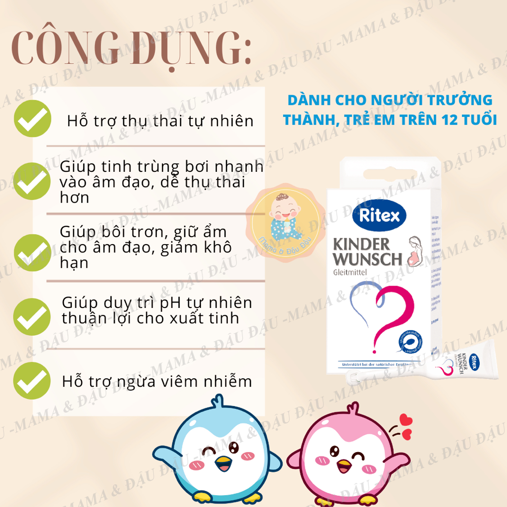 [Date 2027][Chính Hãng][Đức] Gel tạo môi trường dễ thụ thai RITEX KINDERWUNSCH hỗ trợ thụ thai tự nhiên