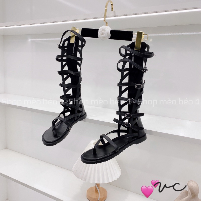 Sandal chiến binh kali kẹp xỏ ngón đai cài ngang khoá sau gót thấp fullbox hàng quảng châu cao cấp