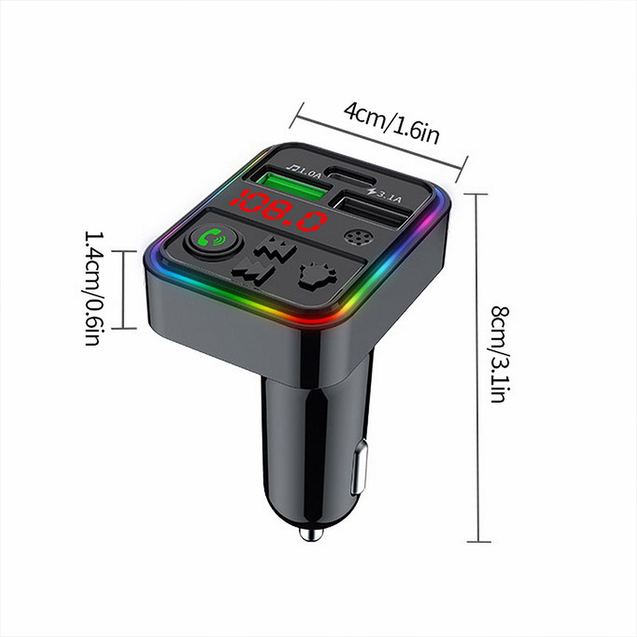 Tẩu Sạc Nhanh QC3.0 + PD 25W Kết Nối Bluetooth Nghe Nhạc MP3 2 Cổng USB Và 1 Cổng Type C CIND F18 25W - Nhập Khẩu