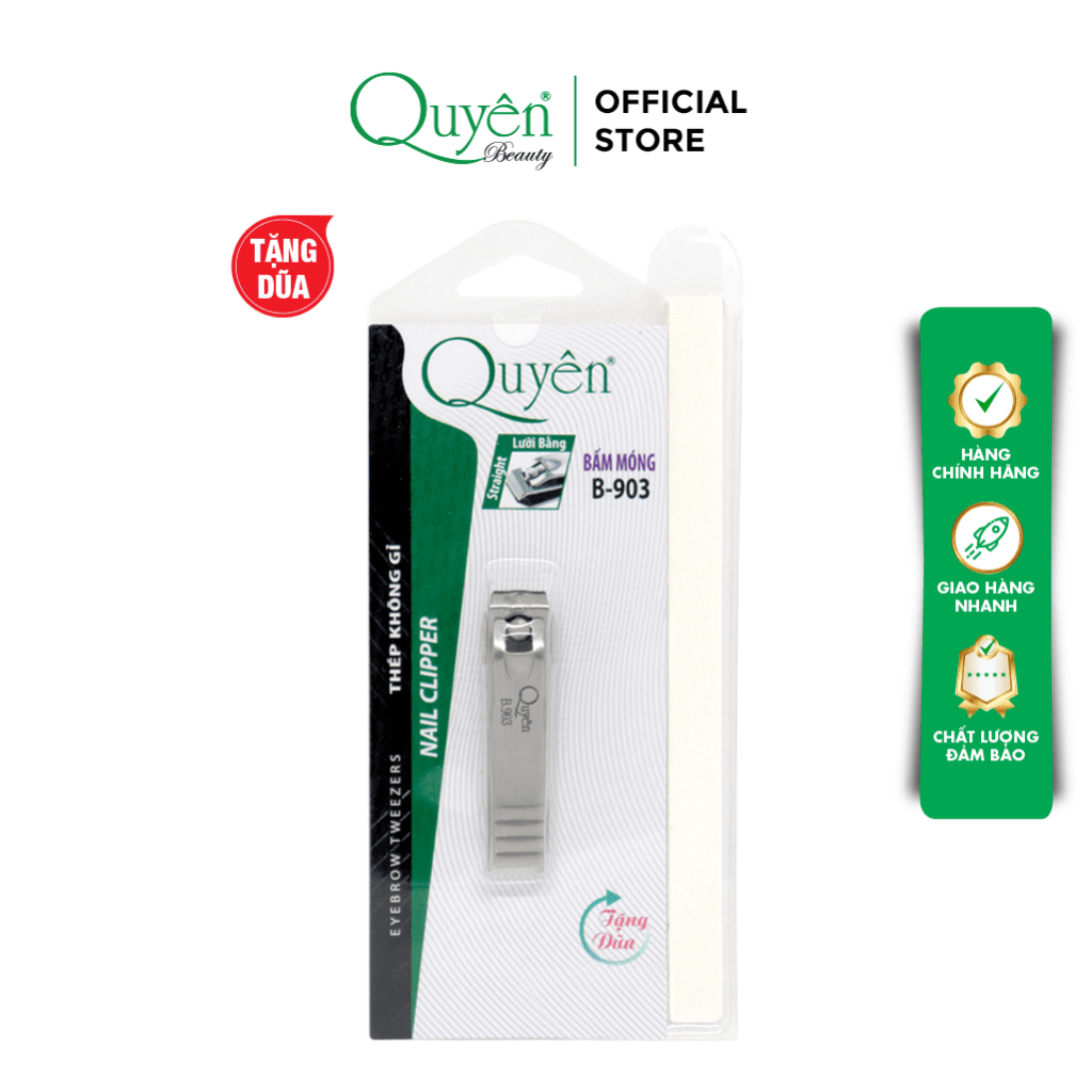 Bấm Móng Tay Inox Không Gỉ Mỹ Phẩm Quyên Chính Hãng B903 Siêu Bén Siêu Bền Dễ Sử Dụng - TẶNG DŨA
