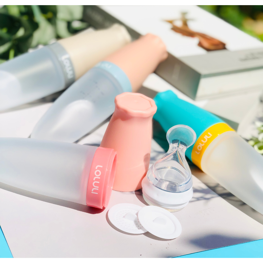 Bình muỗng ăn dặm Loluli nhựa PP và silicon 100ml cho bé ăn dặm uống sữa