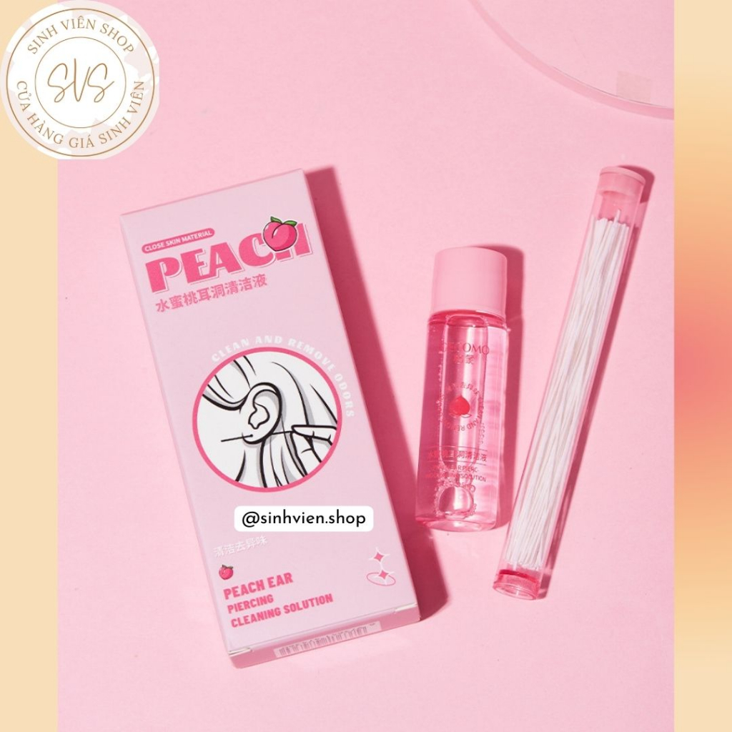 Bộ làm sạch lỗ xỏ khuyên tai Gecomo hương đào vệ sinh 15ml