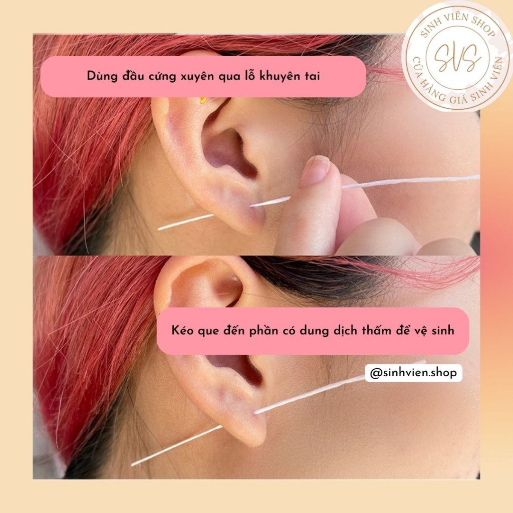 Bộ làm sạch lỗ xỏ khuyên tai Gecomo hương đào vệ sinh 15ml