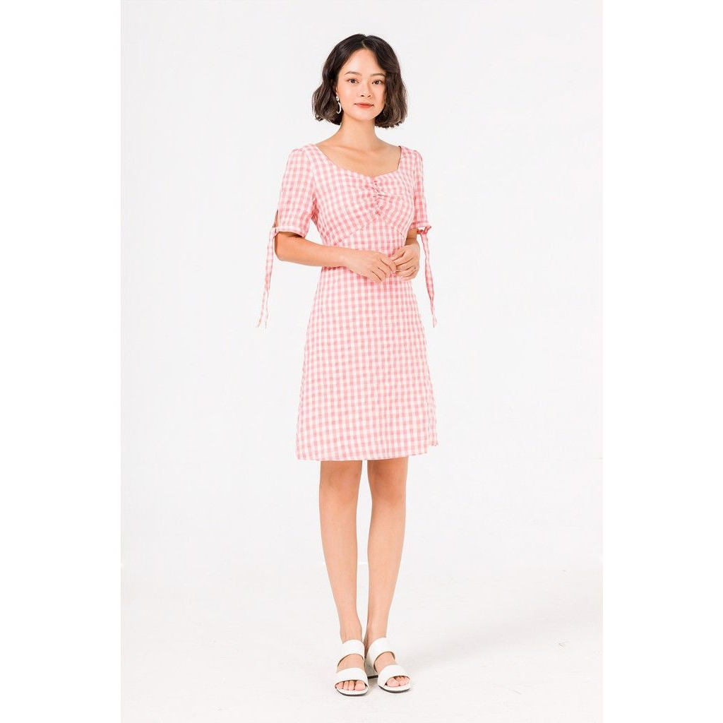 Đầm VIENNE TRAN Dáng A Cổ Vuông Nhún Ngực V63R20H037