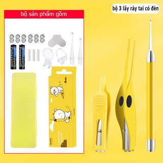 Bộ lấy ráy tai có đèn cho bé, bộ 3 món vệ sinh tai mũi