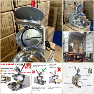 Máy Bào Đá Tuyết - Máy Xay Đá Ice Crusher 2 Lưỡi 2 Nắp Làm Sinh Tố, Nước Giải Khát Thế Hệ Mới 2023 Nhanh, Mịn Hơn