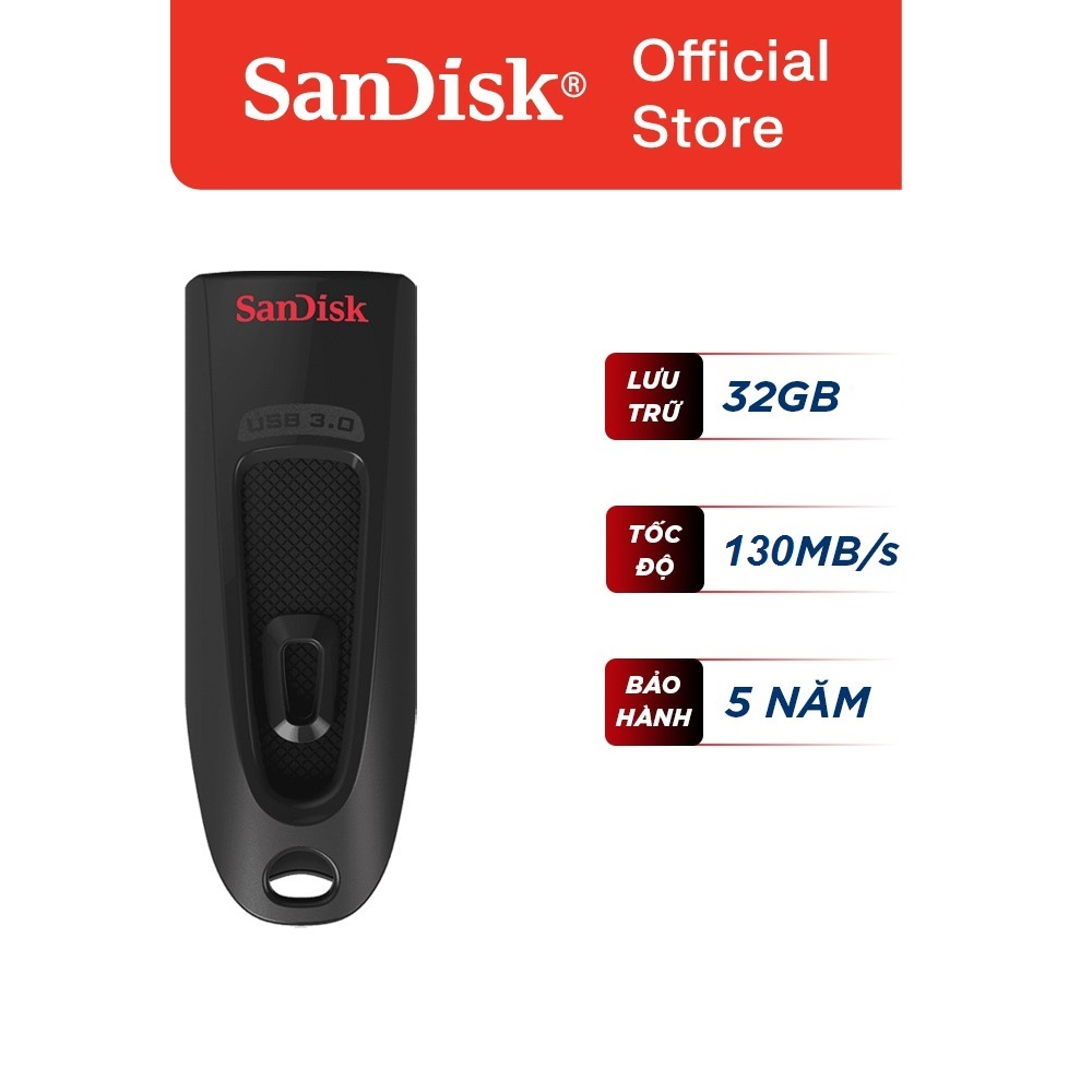 USB SanDisk Ultra CZ48 32GB USB 3.0 Flash Drive tốc độ cao upto 130MB/s