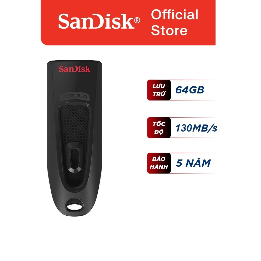 USB SanDisk Ultra CZ48 64GB USB 3.0 Flash Drive tốc độ cao upto 130MB/s