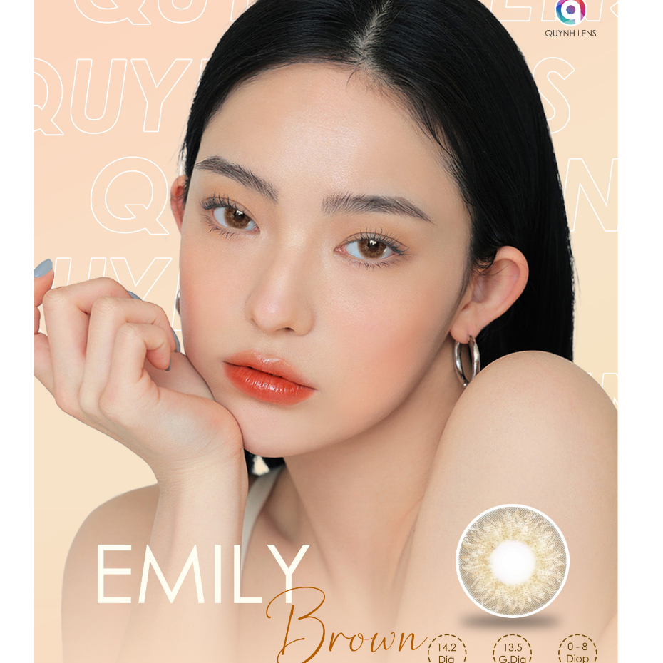 Kính áp tròng QUYNH LENS Emily Brown 0-8 độ (Giá 1 chiếc)