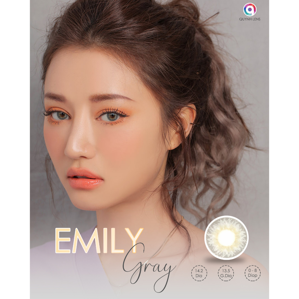 Kính áp tròng QUYNH LENS Emily Gray 0-8 độ (Giá 1 chiếc)