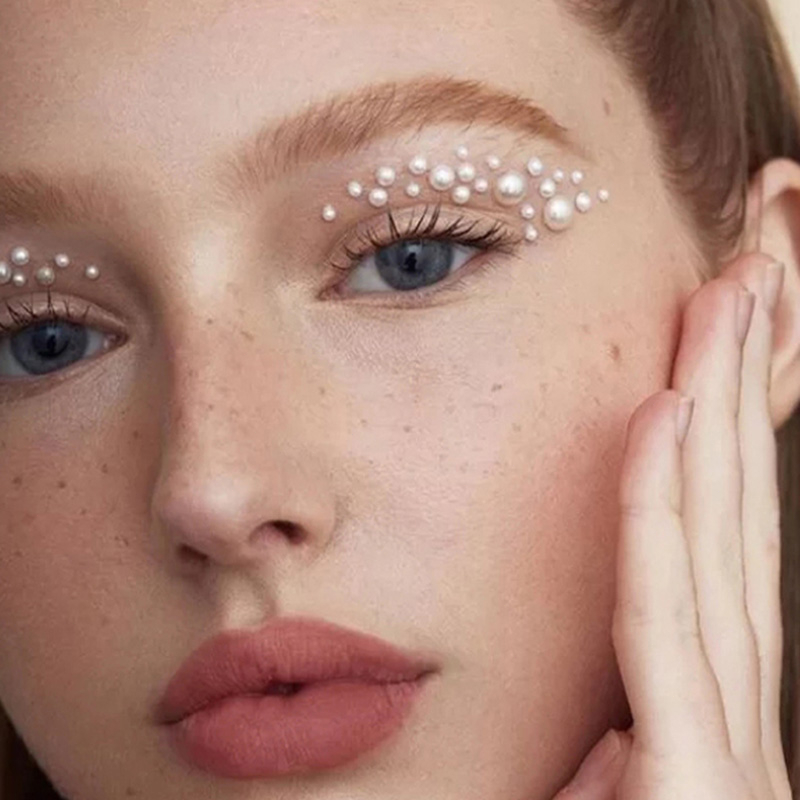Ranliy🌰Đá đính tóc mặt có sẵn keo dán gồm 100 viên, đá dán makeup, đá đính mặt hóa trang