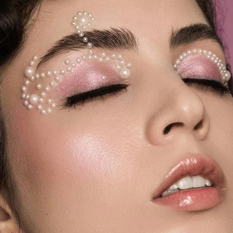 Ranliy🌰Đá đính tóc mặt có sẵn keo dán gồm 100 viên, đá dán makeup, đá đính mặt hóa trang