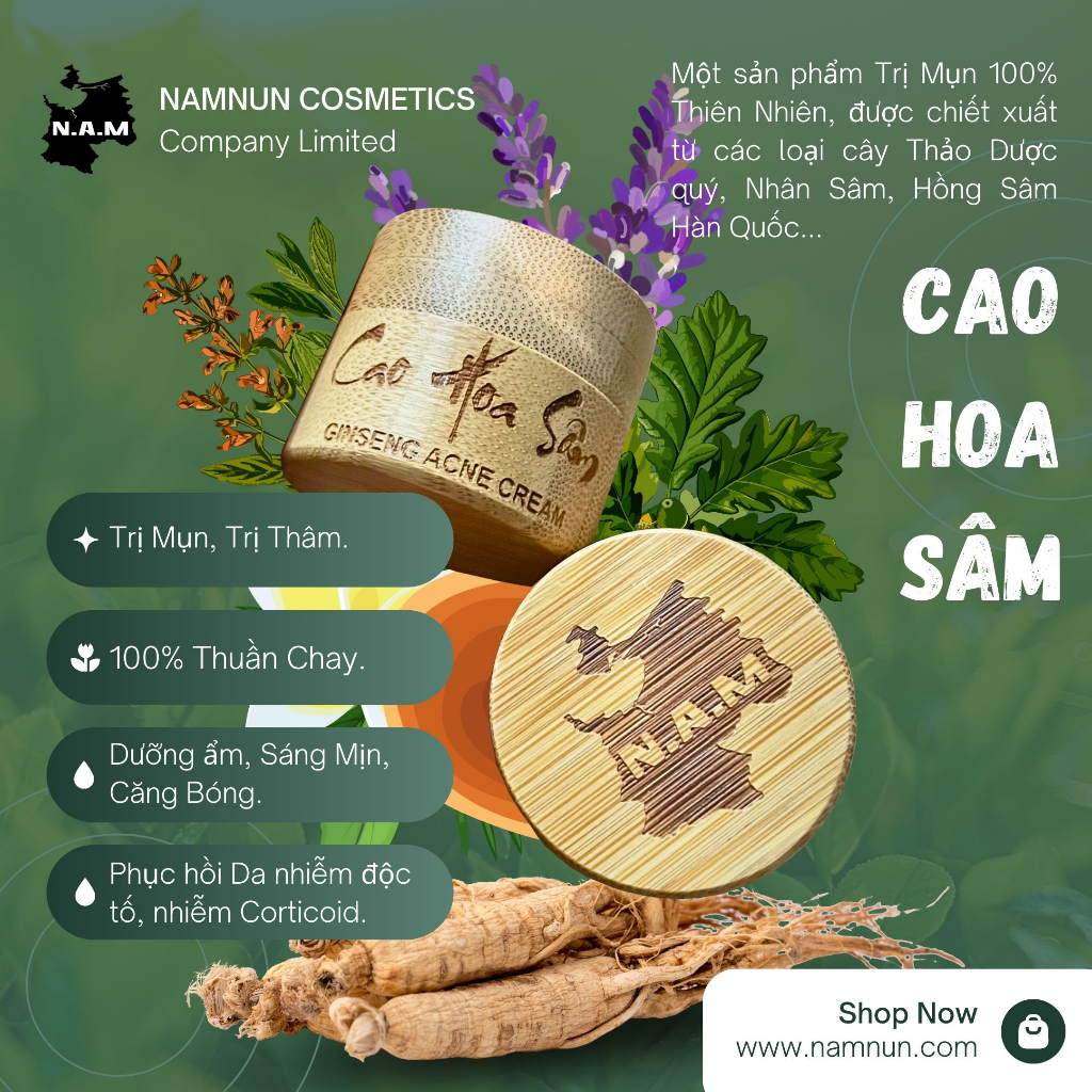 Kem dưỡng CAO HOA SÂM - Sạch Mụn, Hết Thâm, Giảm Nám