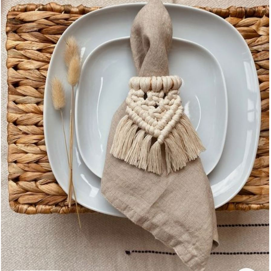 khăn ăn bằng gỗ, khăn trang tríKhoen Trang Trí Khăn Ăn Macrame - Khoen gỗ Decor Khăn ăn Vintage  Dec