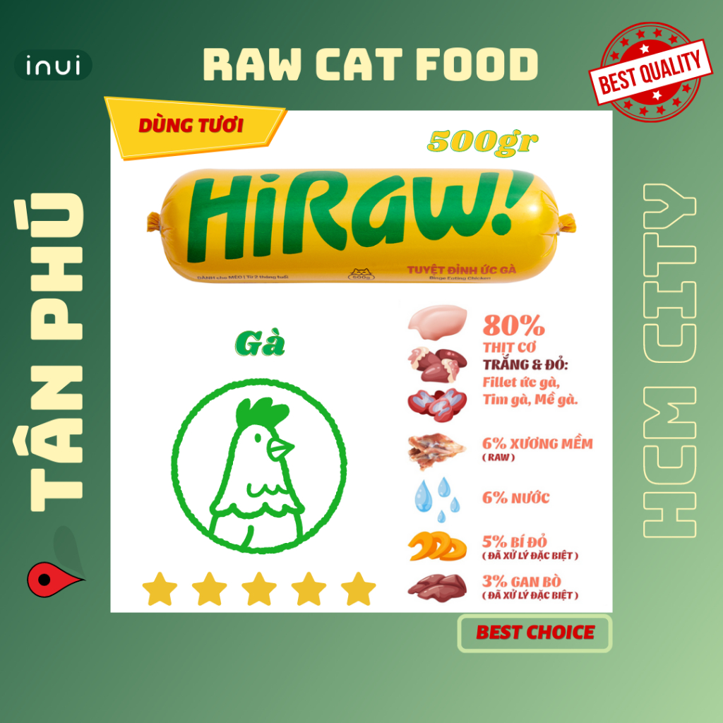 HI RAW - BARF Gà - Thức ăn tươi cho mèo