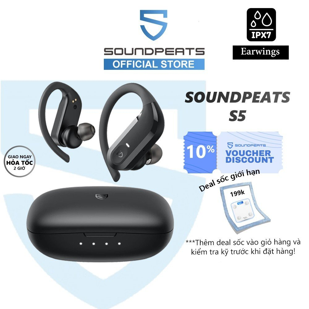 Tai nghe True Wireless SoundPEATS S5 thể thao IPX7 Bluetooth 5.0