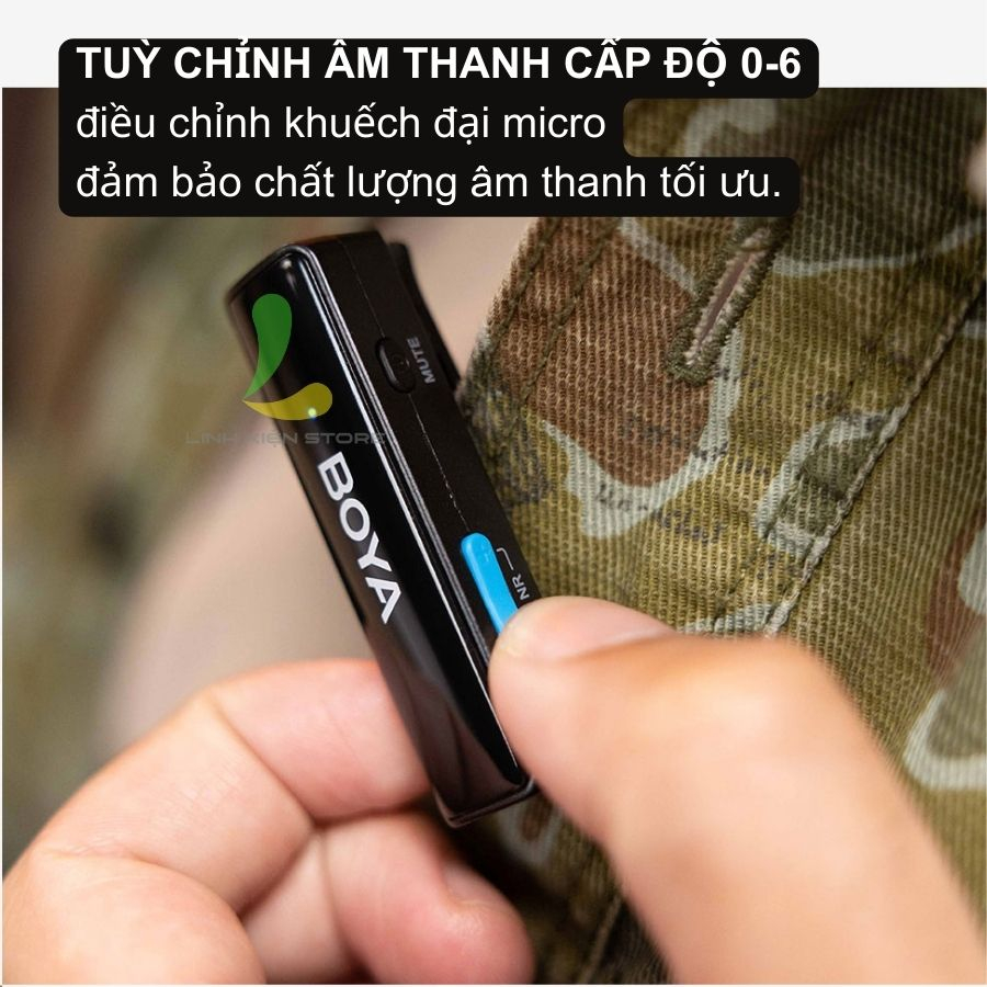 Micro thu âm không dây HOSAN BOYALINK (BOYA LINK) công nghệ 2.4GHz kênh đôi cổng Light.ningg, Type-C, 3.5mm TRS