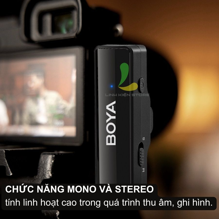 Micro thu âm không dây HOSAN BOYALINK (BOYA LINK) công nghệ 2.4GHz kênh đôi cổng Light.ningg, Type-C, 3.5mm TRS